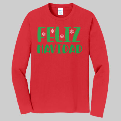 Adult Long Sleeve Shirt - Feliz Navidad - Green Thumbnail