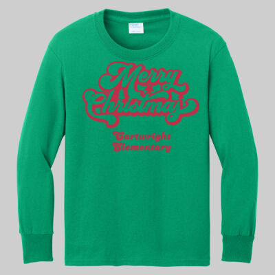 Youth Long Sleeve Shirt - Merry Christmas - Red Thumbnail