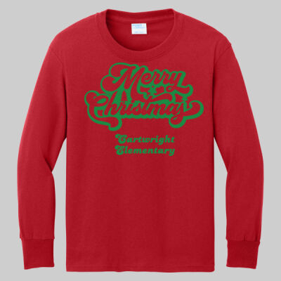 Youth Long Sleeve Shirt - Merry Christmas - Green Thumbnail