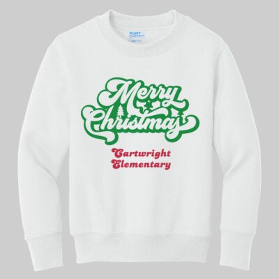 Youth Crewneck - Merry Christmas - Green & Red Thumbnail